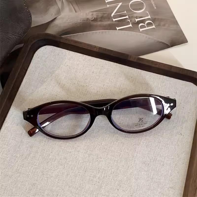 Fashion  Vintage Oval Frame Glasses Retro Eyewear Brand Shades Computer Reading Eyeglasses Anti-Blue Light Glasses Decoration