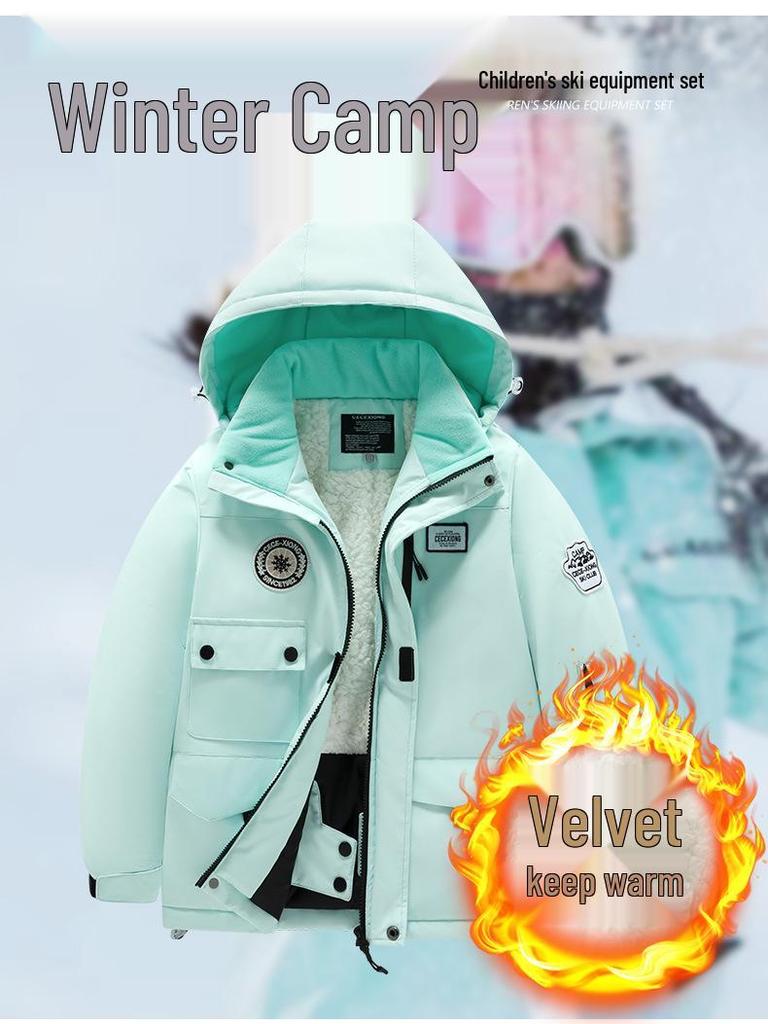 Children's Winter Ski Suit: Fleece-Lined, Waterproof, Windproof, One-Piece Ski Bib Pants for Boys and Girls
