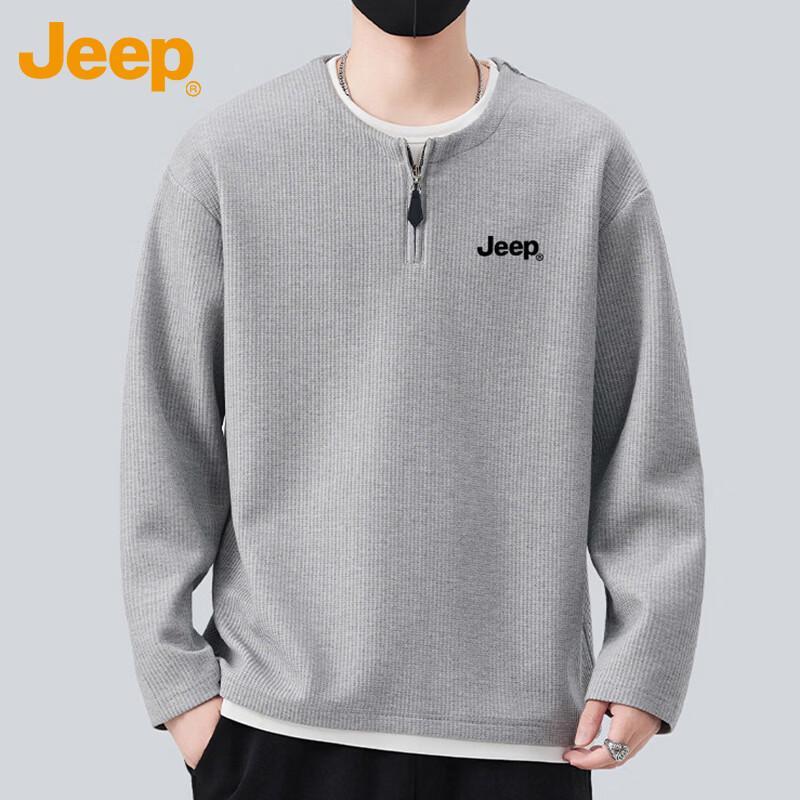 Jeep Men's Faux Two-Piece Half-Zip Long Sleeve Sweatshirt