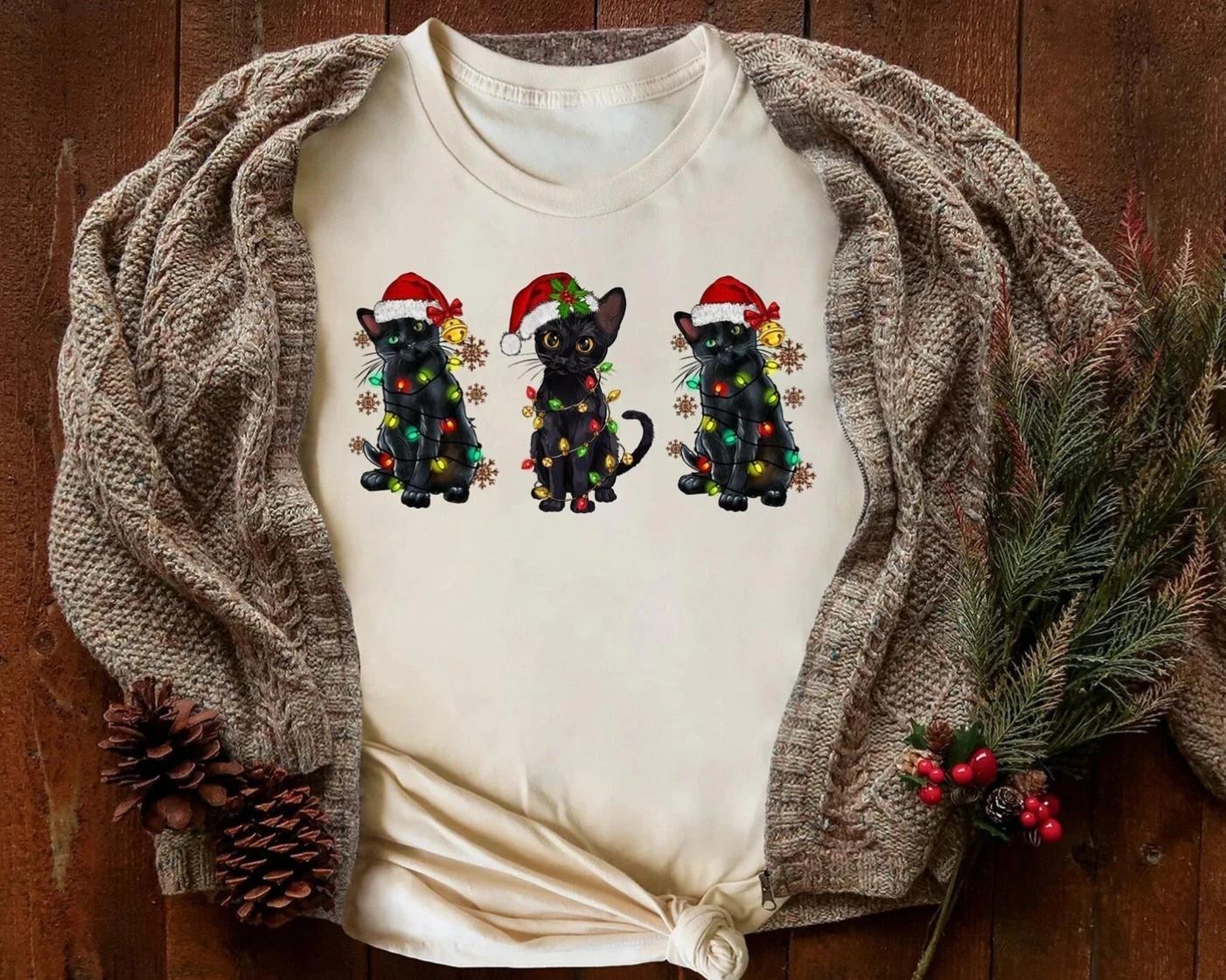 Christmas Cat Shirt, Christmas Cat Light Shirt, Meowy Christmas Cat Shirt, Cat L L