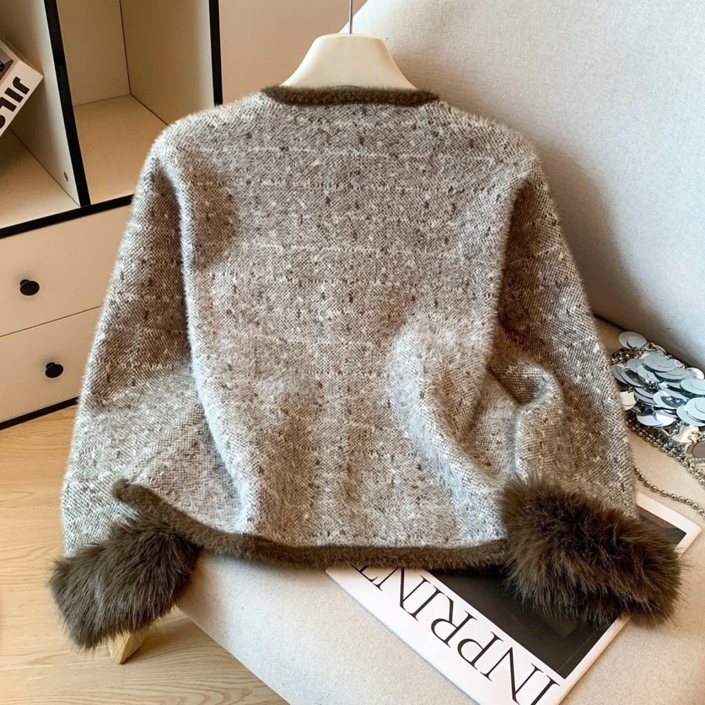 French High-end Fluffy Little Fragrant Jacket for Women's Autumn and Winter New Temperament Outer Cardigan Top