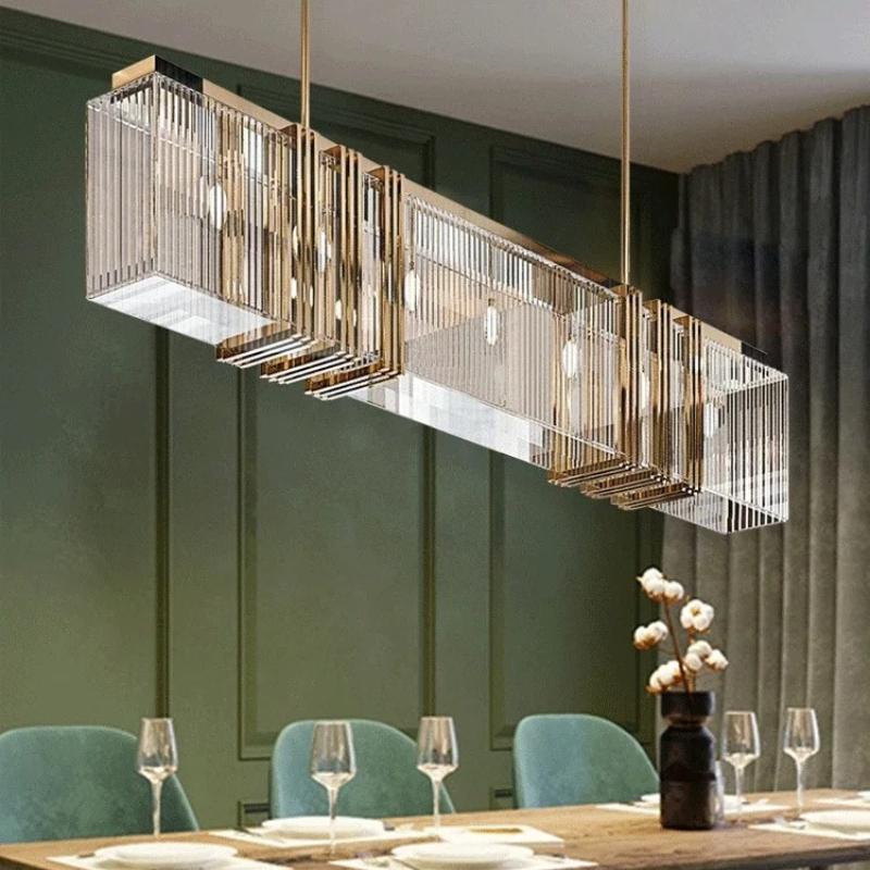 Dining Room Light Luxury Crystal Chandelier Office Strip Light Living Room Simple Nordic Hanging Lamp Interior Decoration Lamp