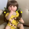 BZDOLL Braun Lange Haare Lebensecht Lieblich Vollvinylkörper 55 CM 22 Zoll Reborn Babymädchen Puppe Spielzeug Realistisch Prinzessin Kleinkind Bebe
