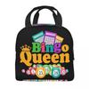 Bolsa de almuerzo térmica aislada personalizada para amantes del juego Bingo Queen, contenedor de almuerzo reutilizable para mujer, caja de alimentos multifunción para picnic al aire libre