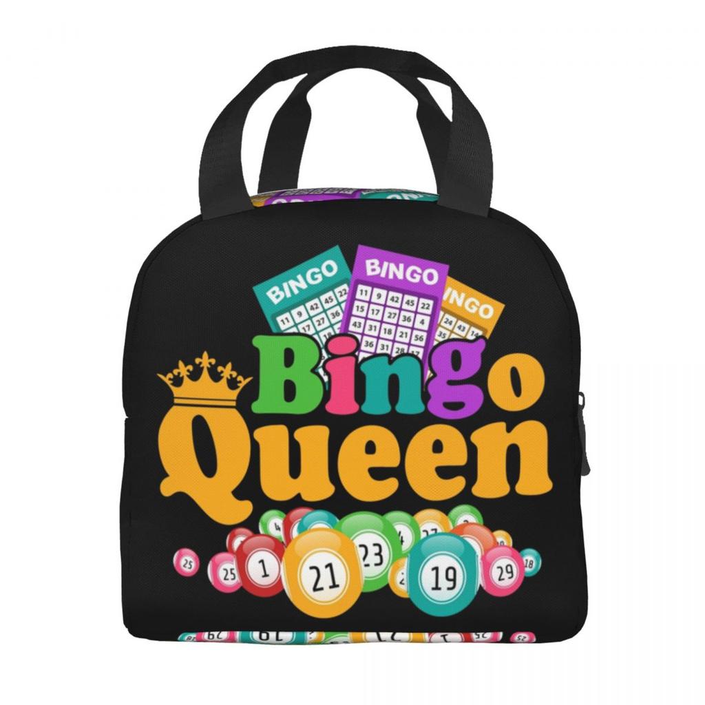 Bolsa de almuerzo térmica aislada personalizada para amantes del juego Bingo Queen, contenedor de almuerzo reutilizable para mujer, caja de alimentos multifunción para picnic al aire libre