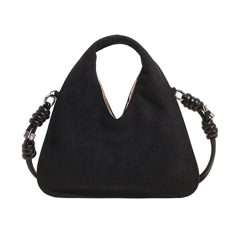 

Fashion new matte suede triangle handbag temperament soft leather hand carry underarm bag crossbody shoulder bag чорний