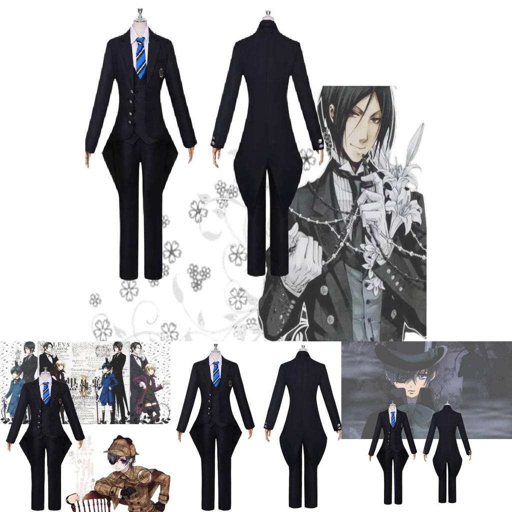 Black Butler Sebastian Cosplay Kostüm Polyester Stoff Einfacher Stil Japanisches Anime Thema