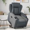 Lift-Up Recliner Armchair, Grey, Upholstered In Faux Leather