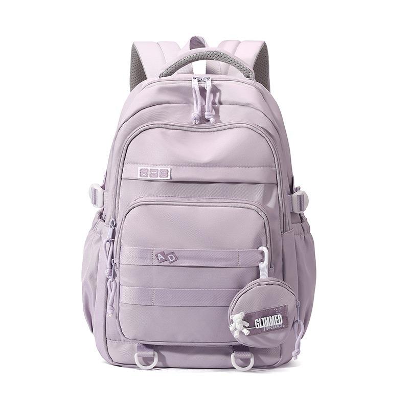 New Trendy Nylon Primary School Students School Bag Simple Solid Color Waterproof Unisex Backpacks Large Capacity Junior High School Student Book Bags