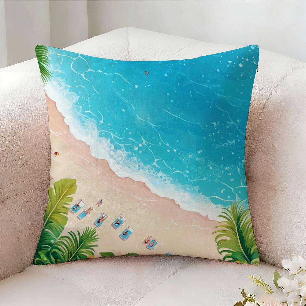 Charming Seaside Retreat Pillow Case Pillowcase, Double-sided Printed, Sofa Cushion, Bedroom Headboard Pillow