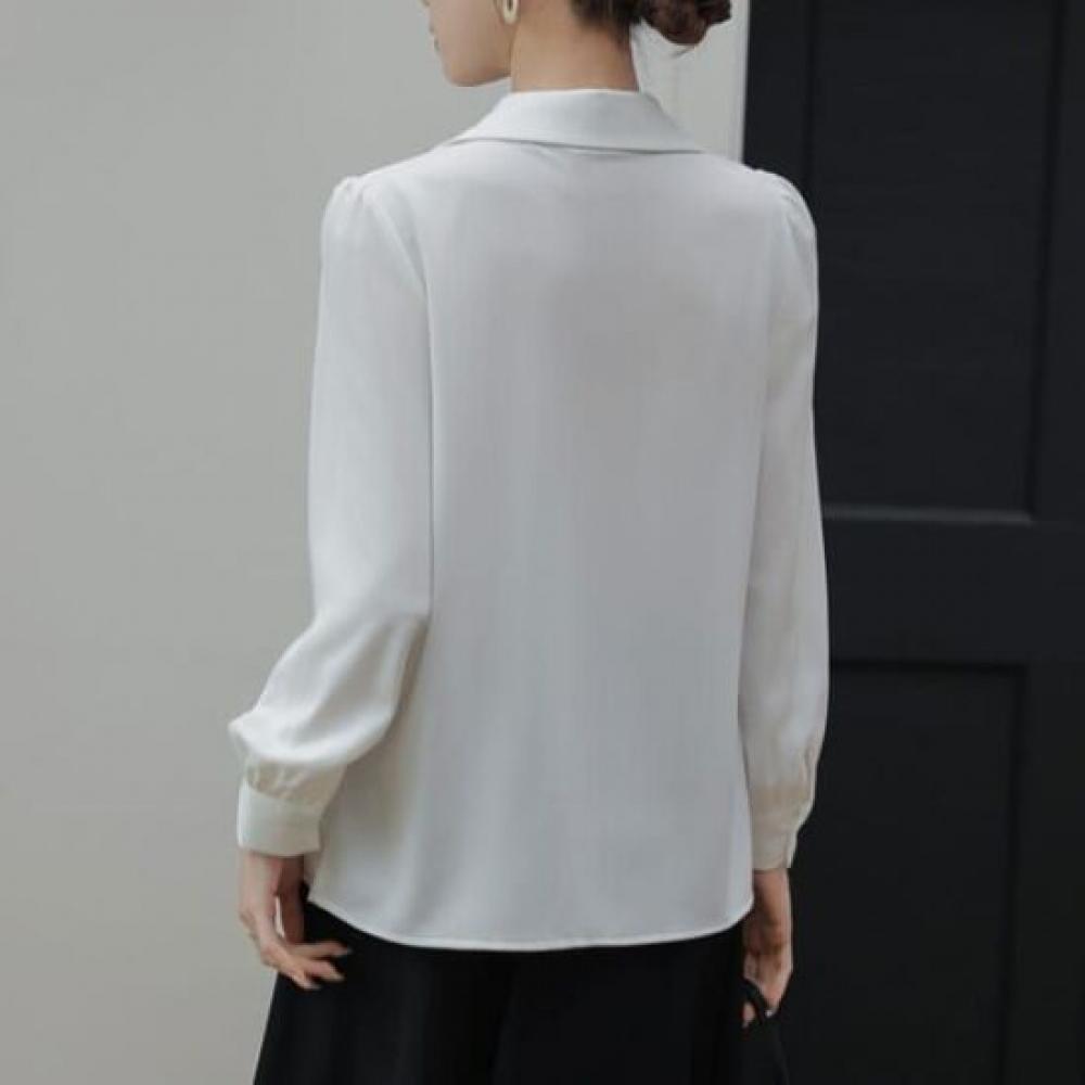 Navava Classic Mood Color Block Scarf Neck Long Sleeve Blouse Nb2531
