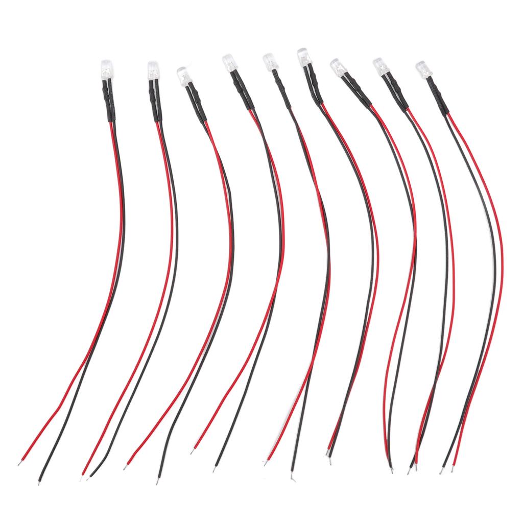 10pcs Lights Emitting Diodes 5mm Prewired Electronic LED Light Diodes for Decoration 5‑12V