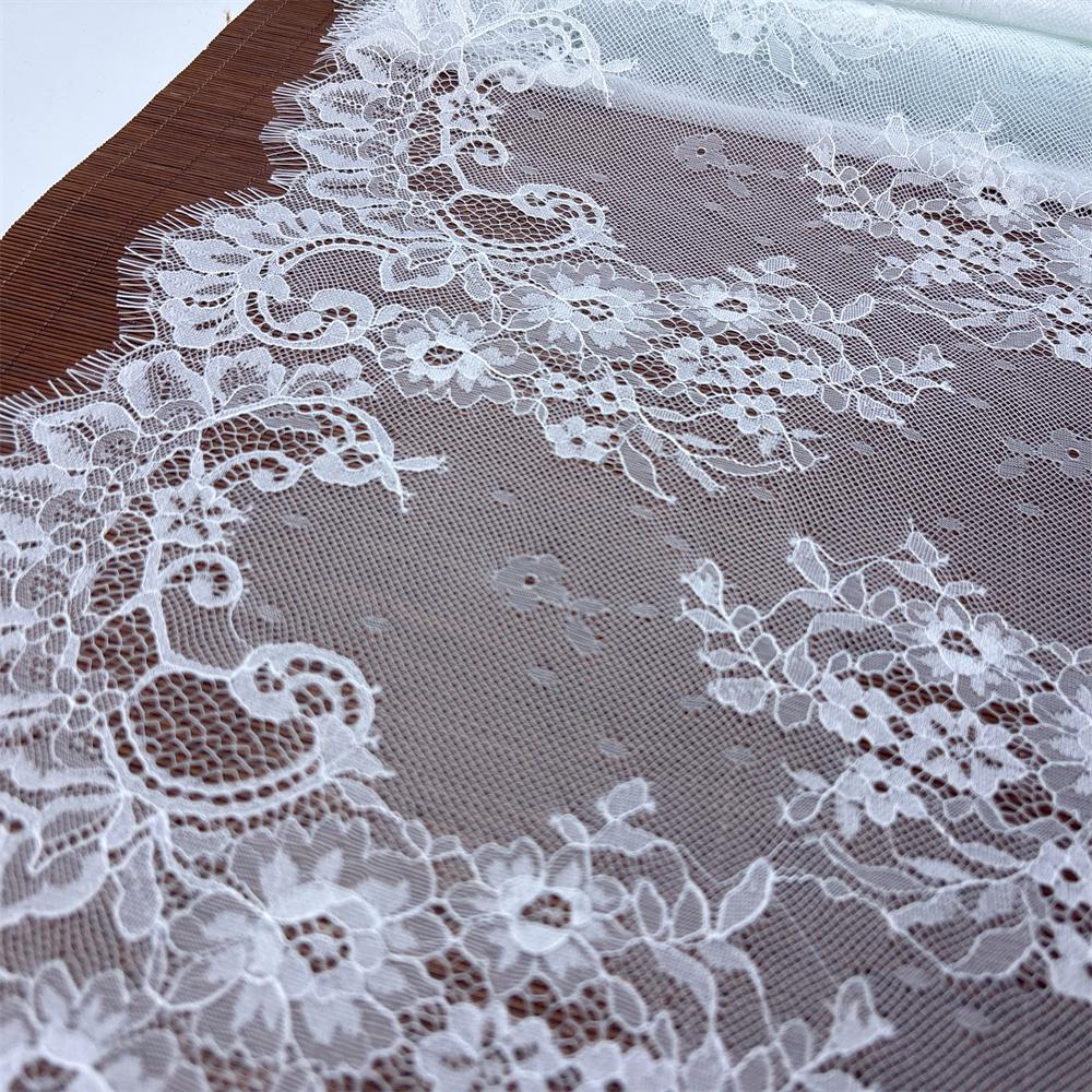 ( 2 Colors ) French Chantilly Lace, 2.8m X 41cm, Non-stretch Eyelash Lace Fabric for Wedding, Lingerie, Dress, Garment, Sewing & Crafting