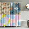 Colorful Shower Curtain Decorative Water Resistant Fabric Home Bathroom Window Decor 4 Panels Set Flower Print Modern Design Wat