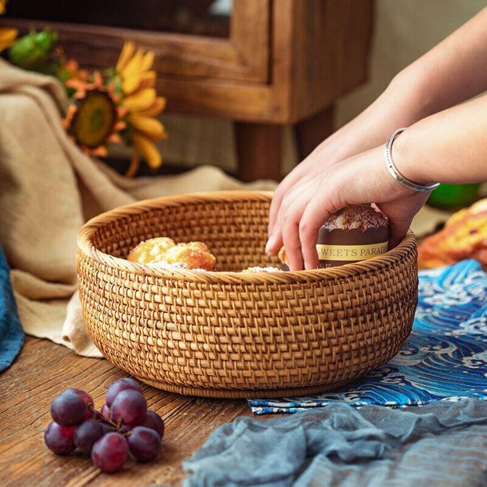 Handmade Imitation Rattan Woven Baskets Large Capacity Wicker Storage Baskets Office