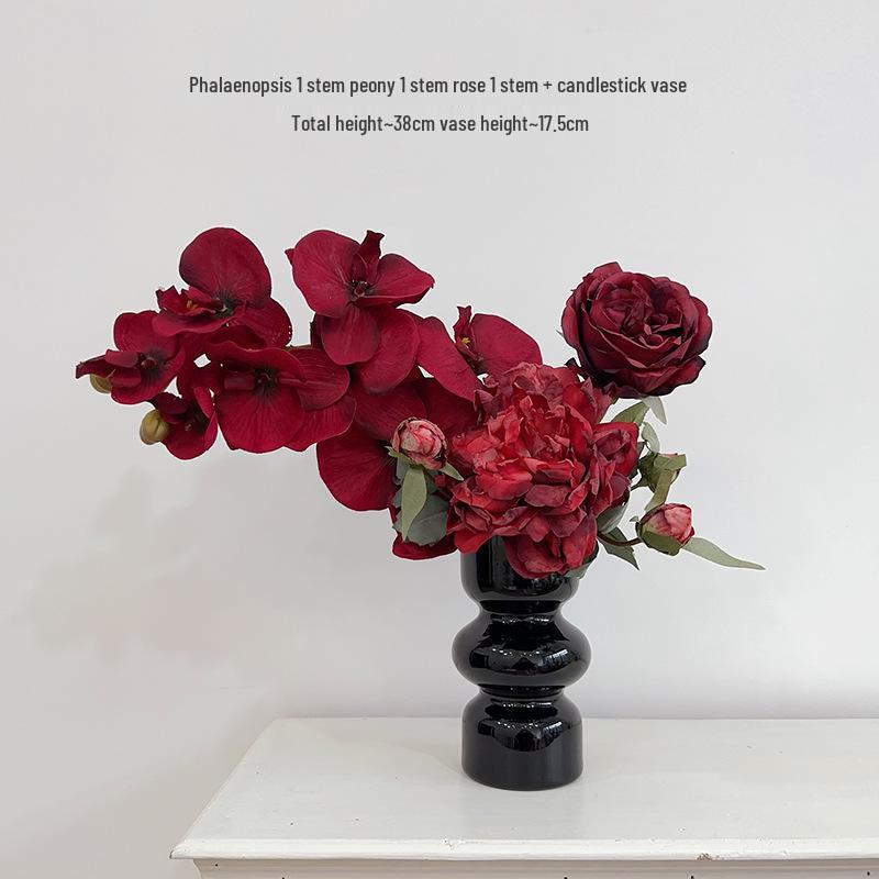 Orquídea Phalaenopsis Roja Flor Artificial Decoración para Sala de Estar o Mesa de Comedor