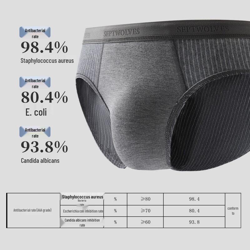 Seven Wolves Men's Pure Cotton Antibacterial Briefs (3-Pack)