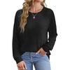 Sweatshirt for Women Crewneck Pleated Long Sleeve Shirts Tunic Tops Fashion 2025