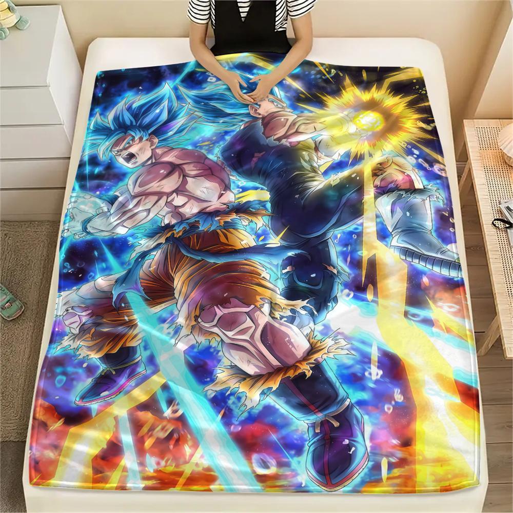 Dragon Ball Super Print Flannel Blanket, Versatile Use for Sofa Bed Chair, Picnic Travel, Warm Bedroom Decor -HE5