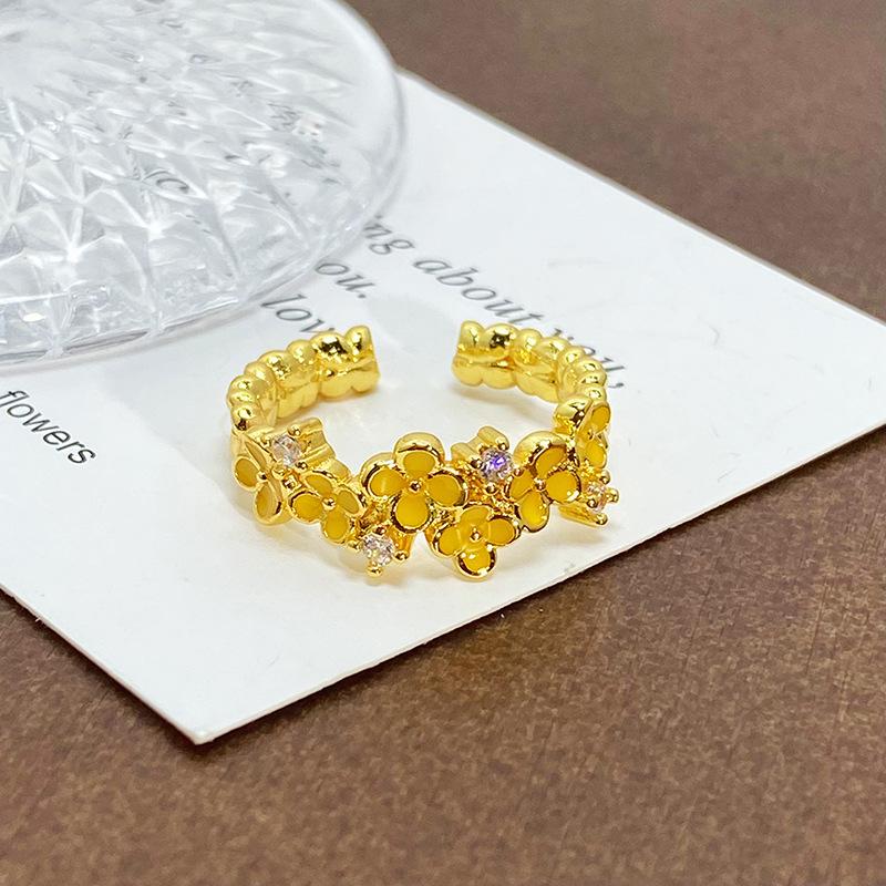 Blind Box Medieval Vintage Gold Niche Retro High-End Open Ring Color Treasure Light Luxury Ring Woman