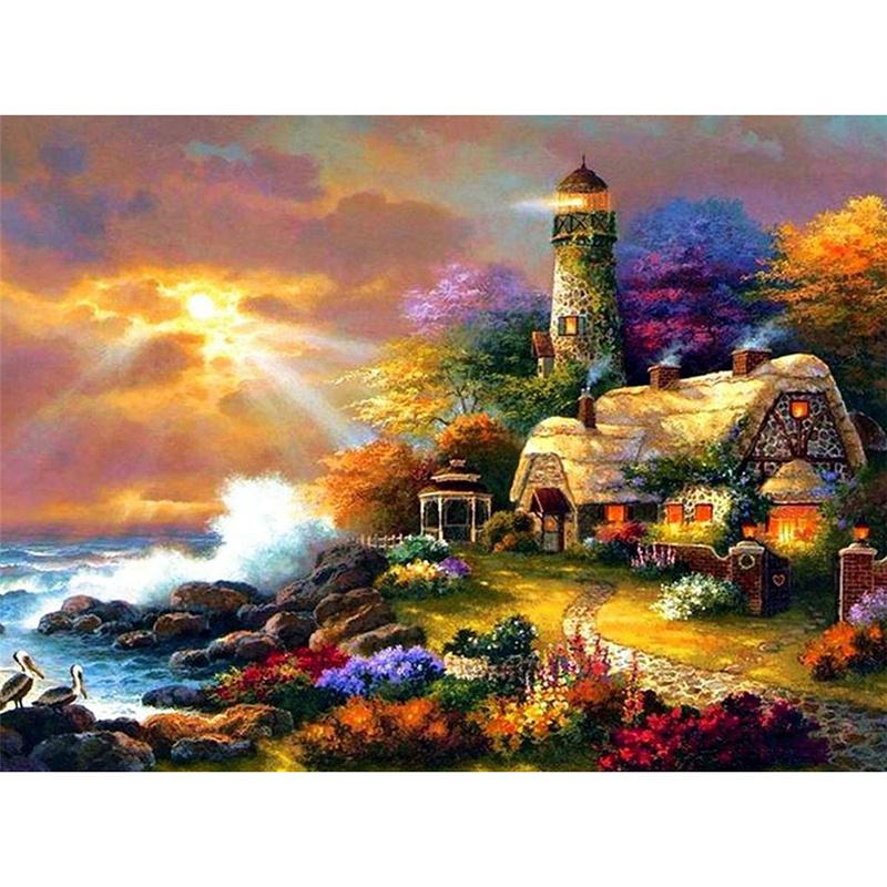5D DIY Diamond Painting Autumn Forest Diamond Embroidery Cross Stitch Kit Full Rhinestone Mosaic Home Decor