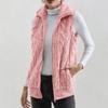 Women Autumn Solid Plush Cardigan Vest Casual Zipper Lapel Pocket Solid Color Warm Vest