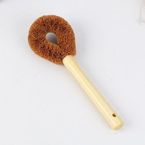 Hushållskök Naturlig Kokospalm Gryt- och Skålrengöringsborste med Trähantag