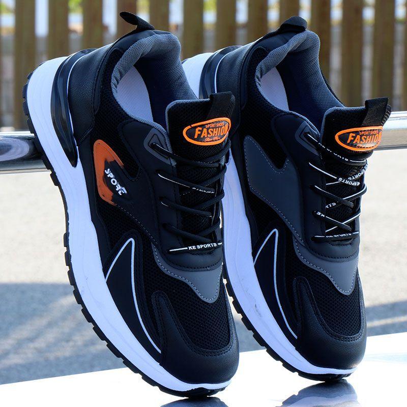 Summer Men's Shoes Spring and Autumn Leather Shoes Men's Mesh Deodorant Wear-resistant Sports Shoes Trend Versatile Casual Trendy Shoes