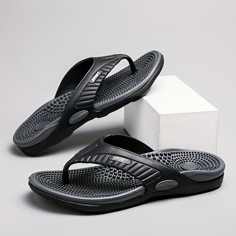 Men's Flip Flops Massage Sole Color Blocked Oversized Beach Slippers Outdoor Casual Clip On Lightweight Shoes
