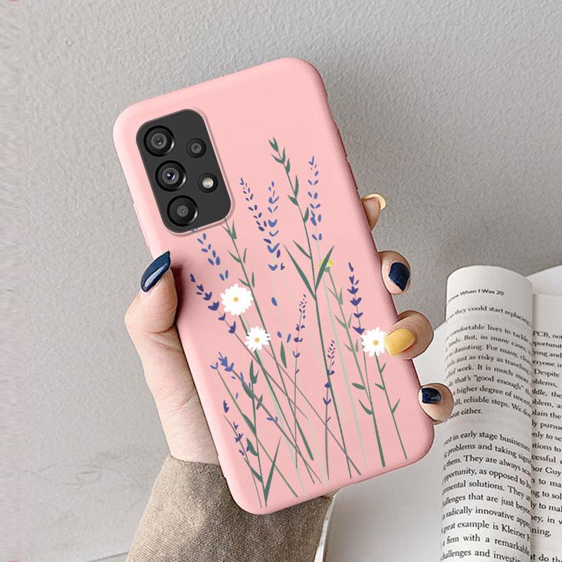 Case For Samsung A53 A52S A52 A73 A70 Cute Heart Flower Back Cover Soft Silicone Matte Protective Funda For Samsung Galaxy A53