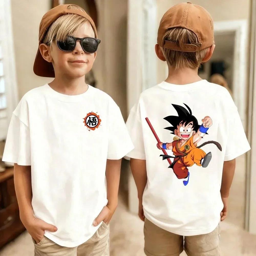 2026 Sommer Dragon Ball Print Kinder Goku Grafik Baumwoll-T-Shirt, Jungen Mädchen Harajuku Streetwear Anime Kinder Kurzarm-T-Shirt