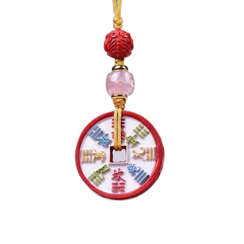 Natural Cinnabar Red Sand Ghost Coin Peace Buckle Pendant