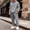 Men's Color Hoodie and Jogger Pants Set with Elastic Waist and Cuffed Ankles for Casual Wear