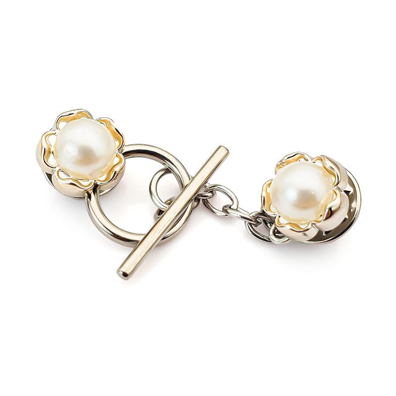 Anti-Light Brooches French Pearl Flowers Chain Brooch Removable Nail-Free Neckline Fixed Pin Coat Decorative Buckle
