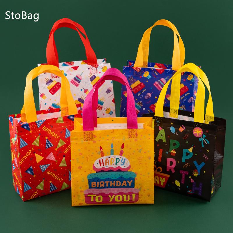 StoBag Party Watertight Non-woven Protable Bag Storag Packaging Clothes Candy Book Gifts Shipping Weeding Kids Birthday Suppily