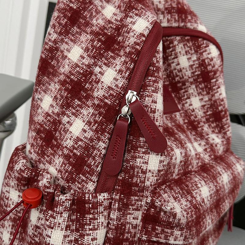 Sac à dos à carreaux rétro pour femme Sac d'école pour étudiant