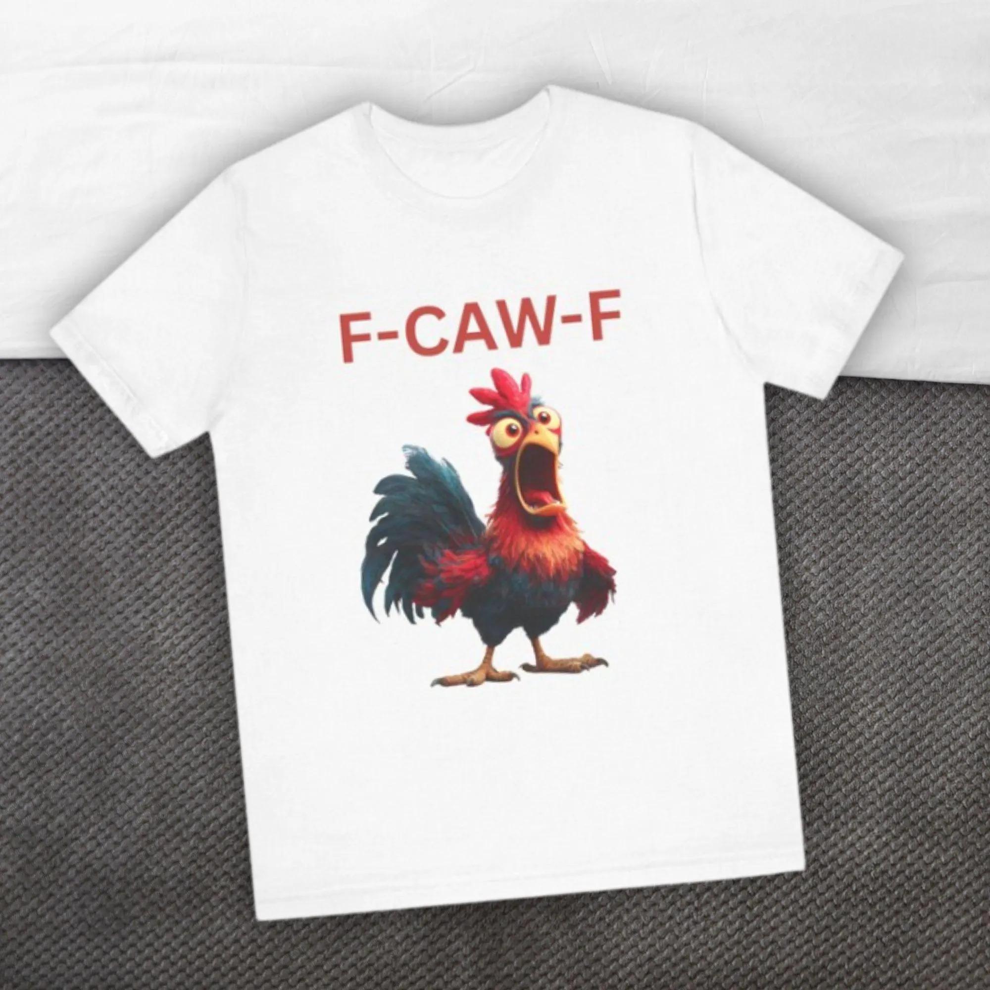 Новая футболка с графическим принтом F-CAW-F Курица Забавный Петух Унисекс для Любителей Животных F-Caw-F Юмористическая Футболка Подарок на День Рождения Повседневная Одежда S