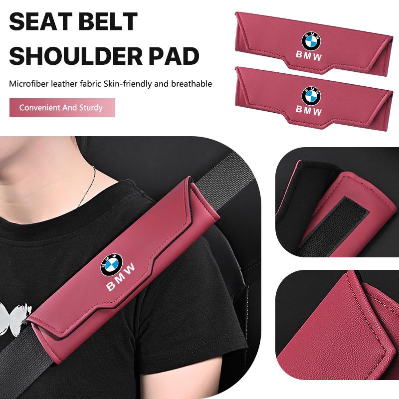 Leather Car Seat Belt Shoulder Pad with Velcro Belt Cushion for BMW 2 5 6 7 Series F20 G20 G30 X1 X3 X4 X5 X6 F15 G05 Sticker YTTG6