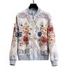 European Station Spring and Autumn Versatile Baseball Uniform Women's Jacquard Three-dimensional Relief Flower Heavy Industry Bead Short Jacket Top