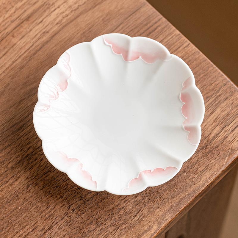 Hand-painted Piled Peony Coaster Ceramic Insulation Pad Household Chinese Kung Fu Tea Set Tea Ceremony Accessories Cups Holder