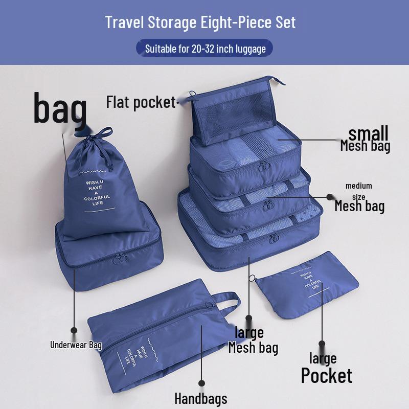6-8 Piece Travel Storage and Organizer Bag Set for Clothes and Underwear