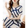 Summer Casual Short Sleeve Dress New Elegant Women Loose Korean Fashion Office Ladies Party Dresses Female O Neck Clothing 3306