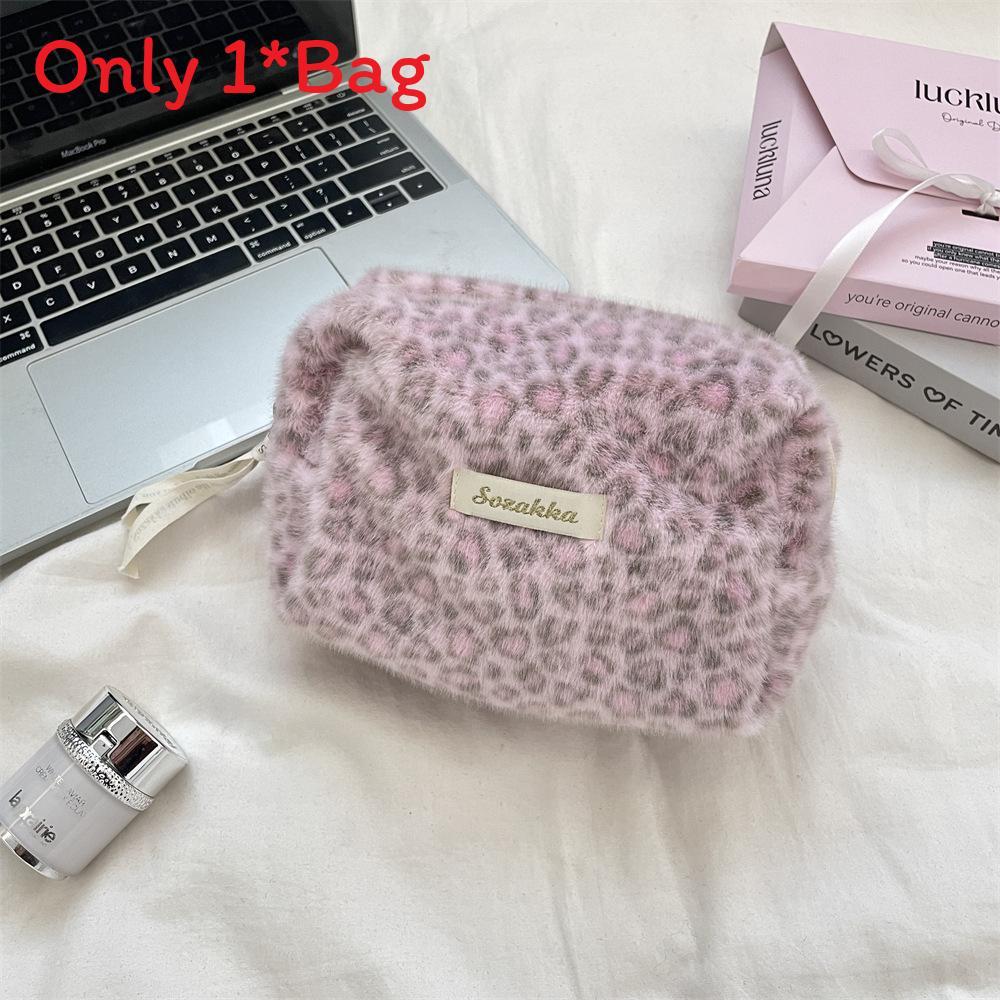 Plush Makeup Storage Bag With Large Capacity For Travel And Beauty Organization