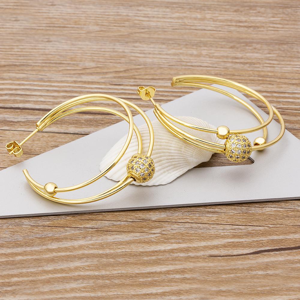 New Arrival Big Circle Colorful Color Charm Bohemia Earrings Top Quality Copper CZ Jewelry For Female Party New Year Gift