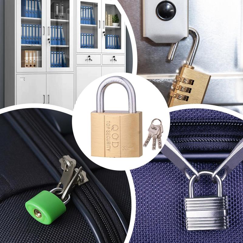 Copper Padlock Luggage Case Locker High Security Pad Locks with 3 Keys for Luggage Case Locker Home Improvement Hardware