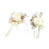 Wedding Boutonniere And Wristlet Set With Artificial Floral Design For Bridesmaids Grooms Formal Outfit