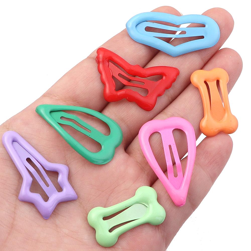20-40Pcs/Lot Mix Colorful Metal Hairgrip Girls Snap Hair Clips For Children Baby Hair Accessories Women Barrettes Clip Pins
