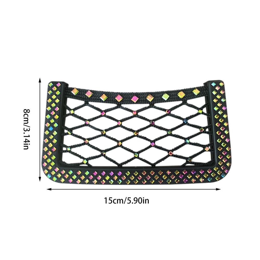 

Сетка для хранения в автомобиле Стразы Декоративная настенная сетка для автомобиля Сумка для продуктов Многофункциональный кошелек Карманный держатель для телефона Клейкая наклейка на боковую часть сиденья автомобиля