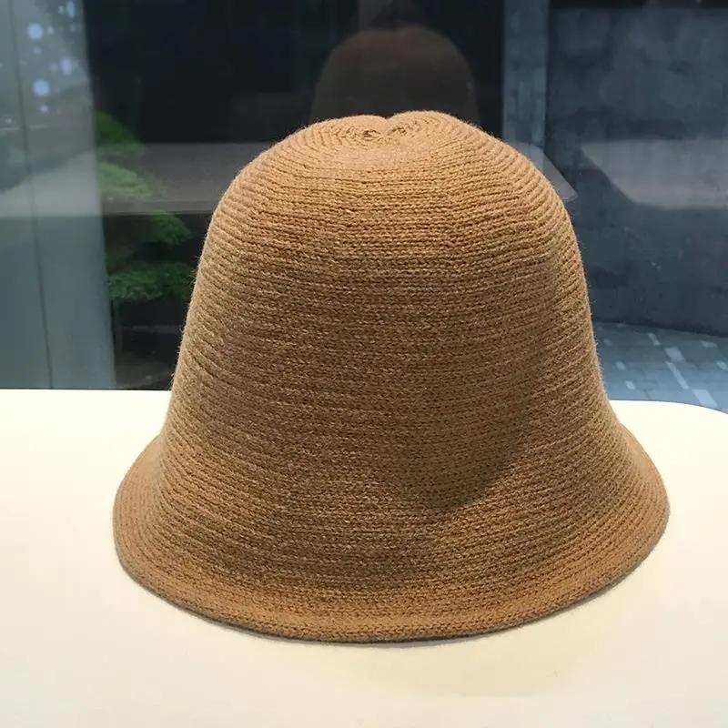 WTEMPO Spring Fall Winter Knitted Bucket Hats Women Solid Color Casual Woolen Hats Versatile Shopping Travel Hats