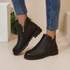 Women's Plus Size Round Toe Chelsea Ankle Boots, Side Zipper British Style Short Boots